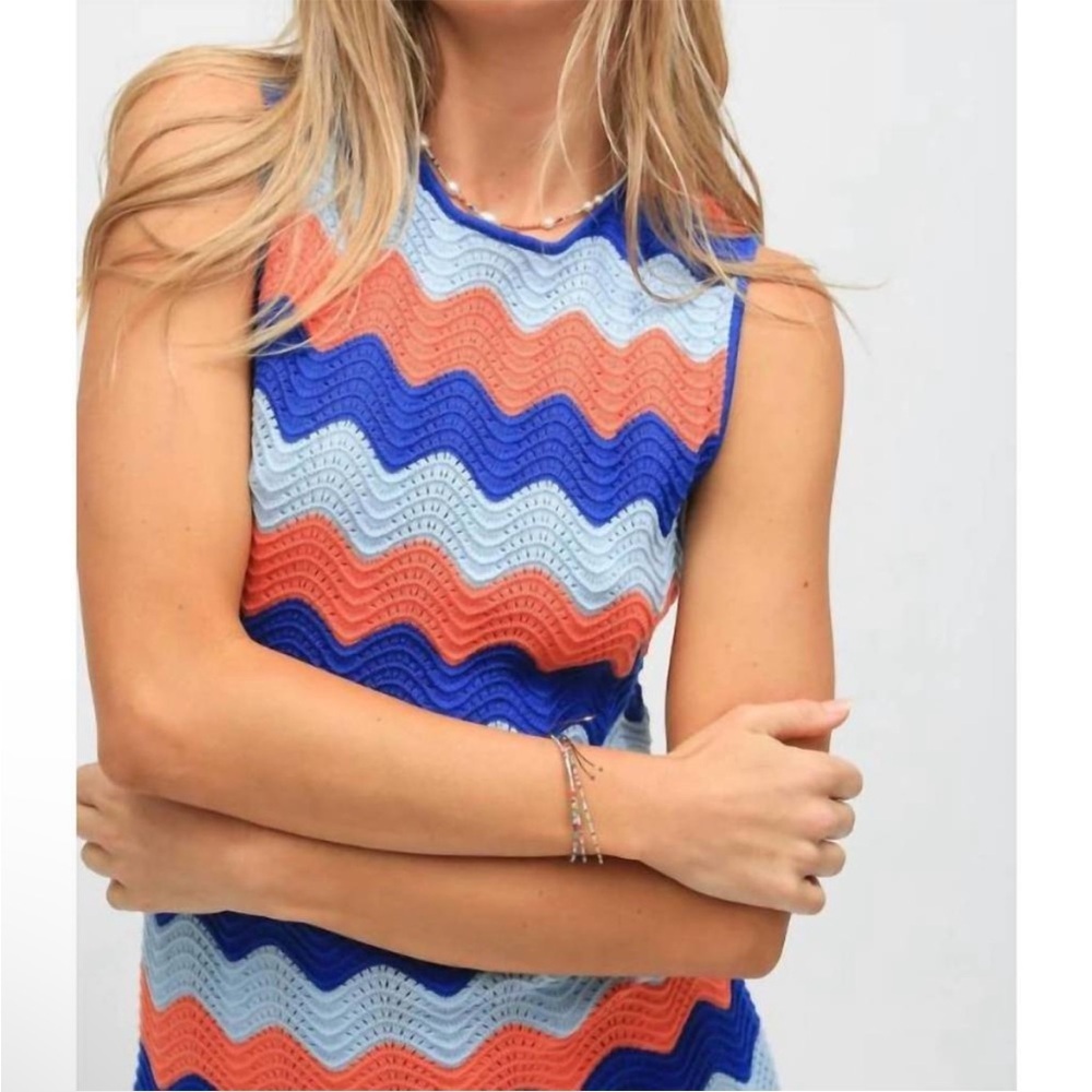 Electric & Rose Anthropologie Julia Crochet Chevron Mini Dress Size M - Picture 14 of 14